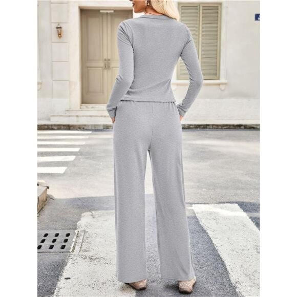 Button-Up Top & Wide Leg Pants Set - Picture 6 of 6